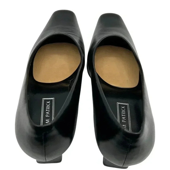 M Patrick Women 7.5W Black Leather Pumps Comfort Business Casual Block Heels - Picture 4 of 13